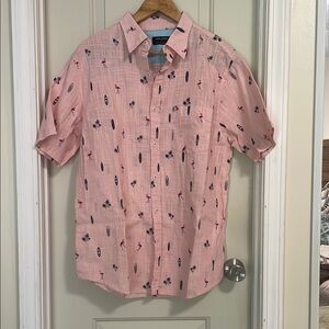 Ocean Current Pink Casual Button Down Shirt Sz L